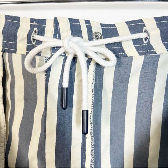 Solid and Striped Men’s Size Large Boardshort Blue Cream Stripes Swim Shorts - Picture 9 of 13